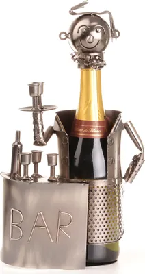 Produktbild von Cepewa Wein-,Sekt-,Flaschenhalter 44364 "Barkeeper mit Theke" 25 x 12 x 20 cm (BxHxT)