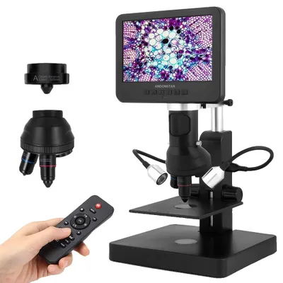 Zdjęcie produktu dla Mikroskop biologiczny, powiększenie 4000x, 7-calowy ekran HD, AD246SM