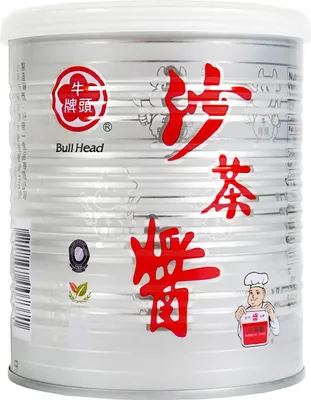 A can of Bull Head Barbecue Sauce Sa Cha.