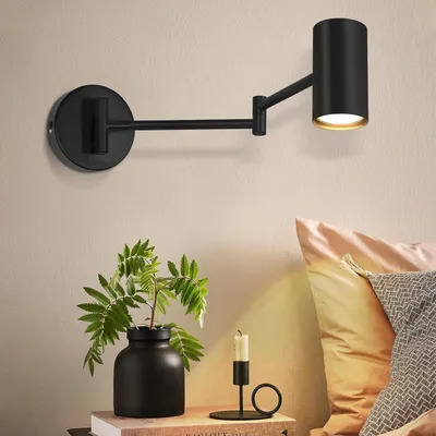 Produktbild von ZMH Wandlampe Schwarz Vintage Wandleuchte Innen Metall Wandstrahler Schlafzimmer Schwenkbar Treppenhaus Retro GU10 für Wohnzimmer Flur