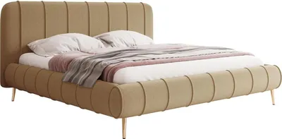 Produktbild von MIRJAN24 Polsterbett Slim XI mit Gold Füße, Dopellbett mit Bettkasten, Leistenlattenrost aus Holz (Farbe: Kronos 35, Größe: 180x200 cm)