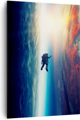 Produktbild von Bild auf Leinwand - Leinwandbild - Einteilig - Kosmos Astronaut Planet - 70x100cm - Wand Bild - Wanddeko - Wandbilder - Leinwanddruck - Wanddekoration - Leinwand bilder - Wandbild - PA70x100-5049