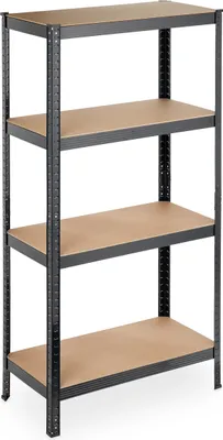 Image de Étagère robuste Relaxdays, 4 tablettes, L x P x H : 157 x 80 x 41 cm, capacité de charge : 280 kg, métal, étagère de rangement pour cave ou garage, noir