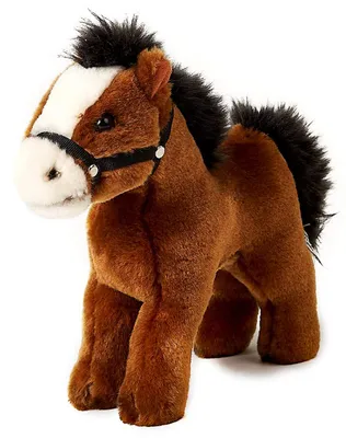 Image de Uni-Toys - Cheval, debout, marron (sans selle) - 23 cm (longueur) - Peluche, animal en peluche - Cheval sans selle (marron)