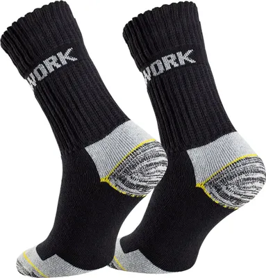 Produktbild von Reslad Arbeitssocken Männer WORK (6 x Paar) Extrem strapazierfähig Socken lang für Herren & Damen l Robust atmungsaktive Baumwolle Schwarz 6 Paar | Schwarz 39-42