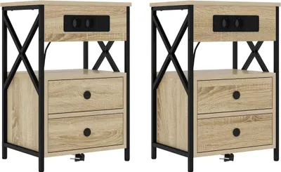 Zdjęcie produktu dla Szafka Nocna z szufladą 2 pcs Dąb Sonoma 40 x 31 x 60 cm