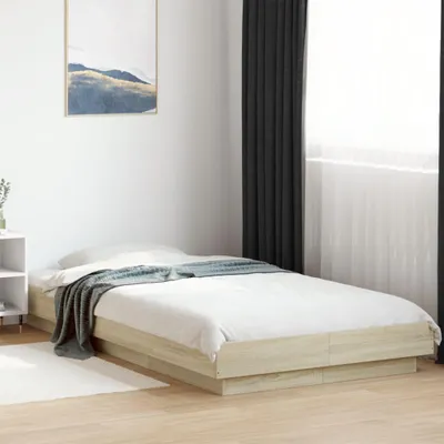 Produktbild von vidaXL Bettgestell mit LED Sonoma-Eiche 100x200 cm Holzwerkstoff