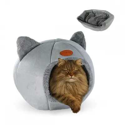 Immagine prodotto di Mobiclinic Pets, Letto per gatti, Nido in grotta, HelloCatty, Lavabile in lavatrice, Facile da piegare e riporre, Antiscivolo, Design moderno