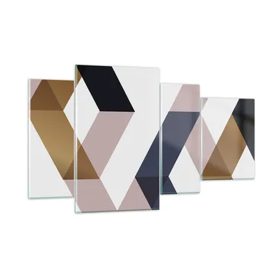 Produktbild von Bilder auf glas - 4 Teile - Abstraktion Muster Diamant - 120x70cm - Glasbilder - Wandbilder - Bilder - zum Aufhängen bereit - Wanddekoration aus Glas - Glas Bilder - Wandbild auf Glas - GDL120x70-4311