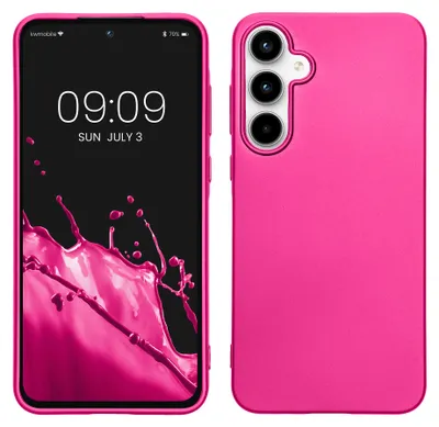 Produktbild von kwmobile Handyhülle für Samsung Galaxy A55 5G Hülle - Silikon Case metallisch schimmernd - Schutzhülle Cover - Metallic Pink