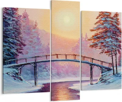 Produktbild von Bild auf Leinwand - Leinwandbild - Park Winter Brücke - 95x80cm - Wand Bild - Wanddeko - Wandbilder - Leinwanddruck - Bilder - Kunstdruck - Wanddekoration - Leinwand bilder - Wandkunst - CB95x80-3988