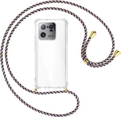Produktbild von Handykette Backcover-Schutzhülle mit Band (Metall goldfarben) für Xiaomi 13 Pro (6.73'') - blau+beige