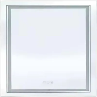 Image de LuvioMiroir de salle de bain - Avec éclairage RGB - 80x80 cm - Carré - Pour la salle de bain, le maquillage & le montage mural - Lumière à intensité variable