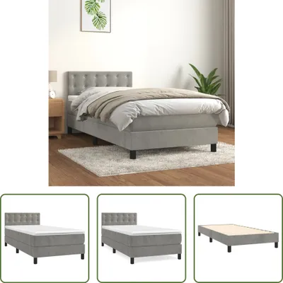 Produktbild von The Living Store Boxspringbett mit Matratze Hellgrau 90x190 cm Samt