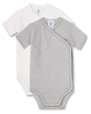 Productafbeelding van Sanetta babyromper met korte mouwen, beige, met bloemenprint | Babyromper