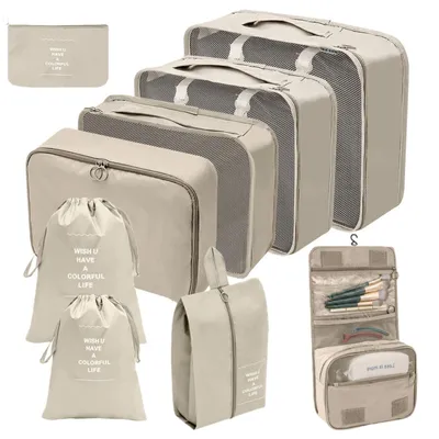 Produktbild von 9-teilig Koffer Organizer Set Packing Cubes Packtaschen Packwürfel für Koffer mit Kosmetiktasche Gepäck-Organizer Kleidertaschen Aufbewahrungstasche für Reise Urlaub