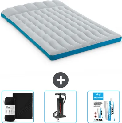Produktbild von Intex Campingmatte – 2 Personen – 127 x 193 x 24 cm – Blau – im Lieferumfang enthalten Spannbettuch - Pumpe en Reperaturset