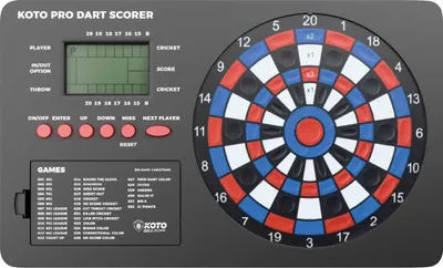 Immagine prodotto di KOTO - Tabellone segnapunti professionale per freccette, giochi, contatore freccette incl. 32 giochi, display segnapunti e materiale di fissaggio, per 8 giocatori, alimentato a batterie