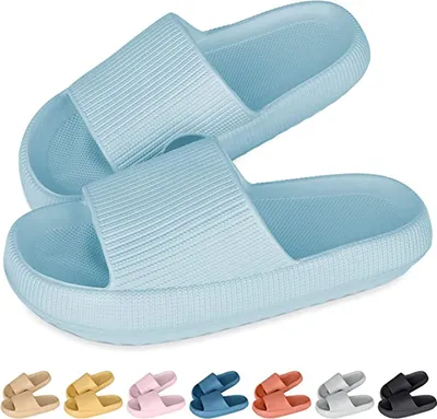 Image de ASKSA Cozislides Original Slippers Hommes Femmes Chaussons Confortables Antidérapants Ultra Légers Maison Chaussons de Bain, Bleu Ciel, Taille : 38-39