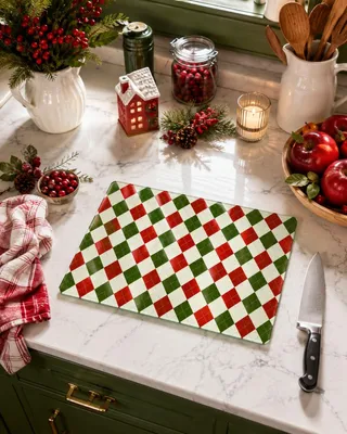 Produktbild von Hermia Concept, Schneidebrett aus 100% Sicherheitsglas, 20 x 30 cm, antibakteriell, rutschfest, Weihnachtskonzept