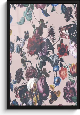 Produktbild von MuchoWow® MuchoWow® Gerahmtes Poster Blumen - Muster - Vintage 40x60 cm - Poster mit zchwarzem Bilderrahmen - Papierdruck - Wandbilder