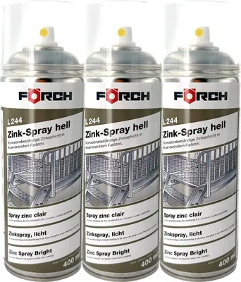 Produktbild von 3x FÖRCH Zink Zinkspray Hell L244 Rost Korrosionsschutz Punktschweißfähig 400ml