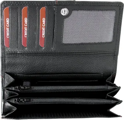 Produktbild von RFID-Schutz Portemonnaie Damengeldbörse Geldtasche Reißverschluss Leder Schwarz