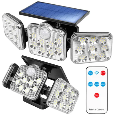 Obrázok produktu pre MasterLED Solárne LED reflektory - 6500K studená biela - IP65 čierna - Detektor pohybu PIR - Diaľkové ovládanie Vonkajšie svetlo