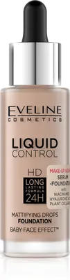 Obrázok produktu pre Eveline Cosmetics Liquid Control HD – make-up, dlhotrvajúci efekt, zmatňujúci efekt, Odtieň 035 Natural Beige
