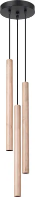 Image de Lampe pendante PASTELO 3P bois 3xG9 8W acier/bois 115x19.5x19.5cm Sollux Lighting