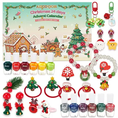 Produktbild von Adventskalender Mädchen 2026 Kindernagellack wasserlöslich Adventskalender mit 24 Überraschungen