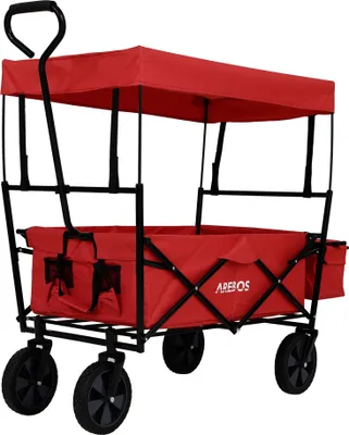 Produktbild von Arebos Bollerwagen mit Dach ECO, Rot, 850 mm, 450 mm, 270 mm, 11 kg