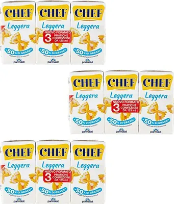 Produktbild von Parmalat Chef Leggera, Cooking cream, Kochgewürz, 3 Stück(e), Cream (97%), modified starch, thickeners: locust bean gum, carrageenan., 132 kcal, 547 kJ