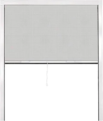Produktbild von Famanu Insektenschutznetz für Fenster - Verstellbares Fliegengitter - Weiß - 100 x 140 x 5 cm