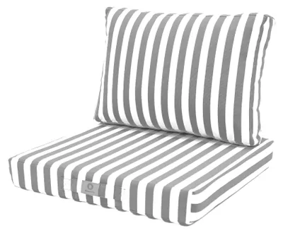 Image de Coussins pour salon de jardin déhoussable 50x50cm - Rayure gris clair