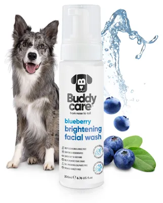 Immagine prodotto di Buddycare Detergente viso alla mirtillo per cani (200 ml), idratante, antiossidante, ideale per la pelle secca, detergente delicato per un pelo fresco e curato