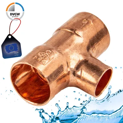 Image de Té Réduit Cuivre 90° Raccord Cuivre à Réduction Pour Plomberie - Finish