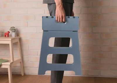 Produktbild von Tritthocker zusammenklappbar 39 cm, bis 120 kg, Antirutsch-Beschichtung, leichter Kunststoff, für Camping