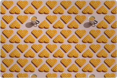 Produktbild von Küchenmatte 60x90 cm Vinylmatte Bodenmatte Dekoration - Waffeln und eine Tasse Kaffee