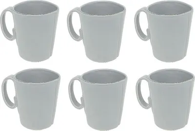 Produktbild von 6er Set Becher, Tassen LASTRA grigo grau D. 10cm H. 11cm Keramik VIRGINIA CASA