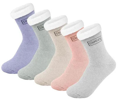 Produktbild von 5 Paar Kuschelsocken Damen, Warme Bettsocken, Flauschige Wintersocken, Haussocken, Koralleinfleece, Gr. 35-42