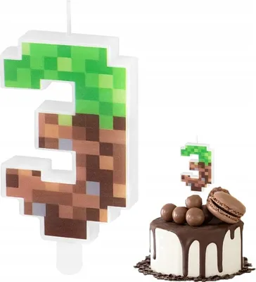 Obrázek produktu pro Narozeninová Svíčka Číslo 3 S Číslem Bloků S Tématem Minecraft Pro Párty