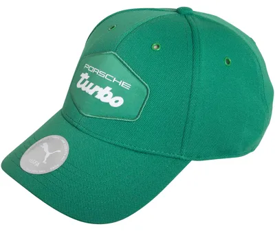 Produktbild von Porsche Legacy Trucker Cap Turbo Puma, Offizieller Fanartikel, Grüne Kappe mit Porsche Turbo Stickerei und Mesh-Belüftung, 50% Baumwolle 50% Polyester