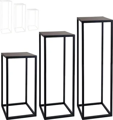 Produktbild von Blumenständer Metall Schwarz 50 cm - Dekorativer Pflanzenständer für Innen und Außen