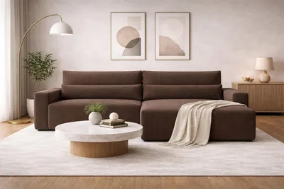 Produktbild von MOEBLO Ecksofa DENVER L – Ottomane beidseitig montierbar, Ecksofa aus Cord, Couch für Wohnzimmer, Schlafsofa Sofagarnitur Sofa Eckcouch L-Form Cordstoff mit Bettkasten und Schlaffunktion - Poso 04 Braun