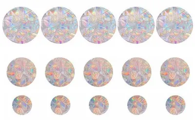 Immagine prodotto di Confezione da 15 fogli autoadesivi arcobaleno a forma di cerchio per respingere gli uccelli