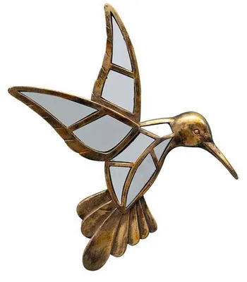 Wandspiegel Kolibri, Harz, goldfarben, 37x40 cm