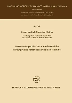 Productafbeelding van Untersuchungen über das Verhalten und die Wirkungsweise verschiedener Trockenlöschmittel