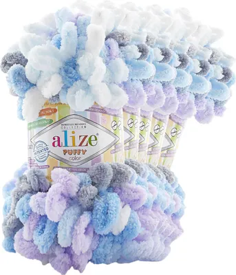 5 x 100g Strickgarn ALIZE Puffy Color, 100% Polyester, 6524 mehrfarbig