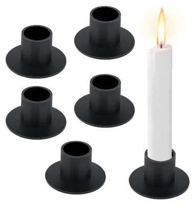 Produktbild von Kerzenständer Schwarz, 6 Stück Kerzenhalter für Stabkerzen, Kerzentüllen aus Metall, Kerzeneinsatz für Tafelkerzen, Stabkerzenhalter für Wohn-, Esszimmer und Schlafzimmerdekoration